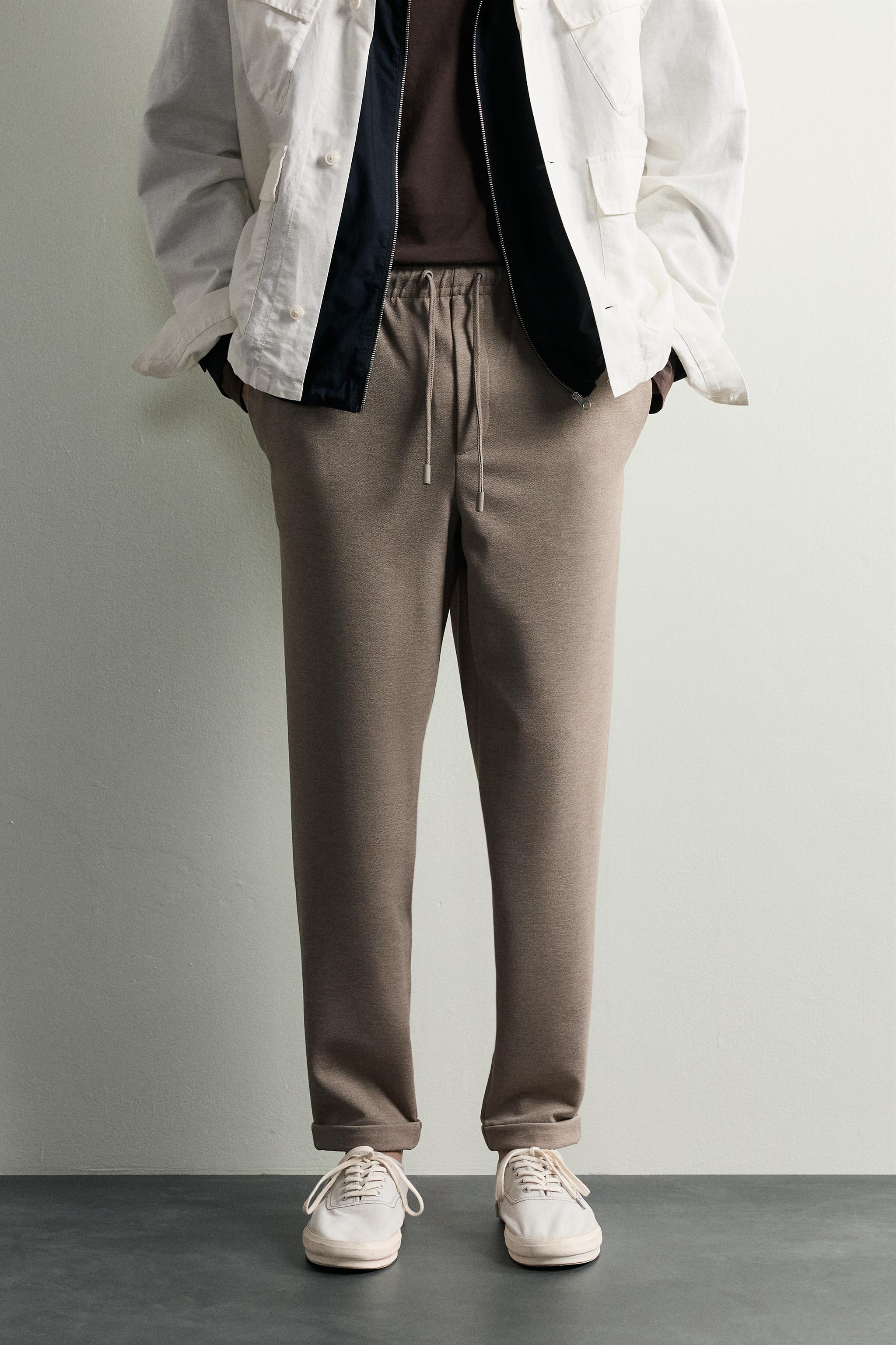 EASY CARE REGULAR FIT PANTS — Tan marl (alternate view)