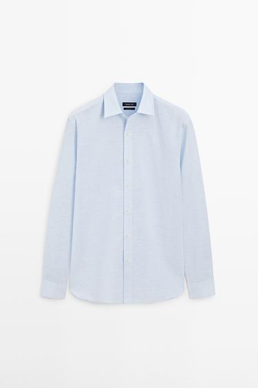 Camisa regular fit con lino - rayas de Zara
