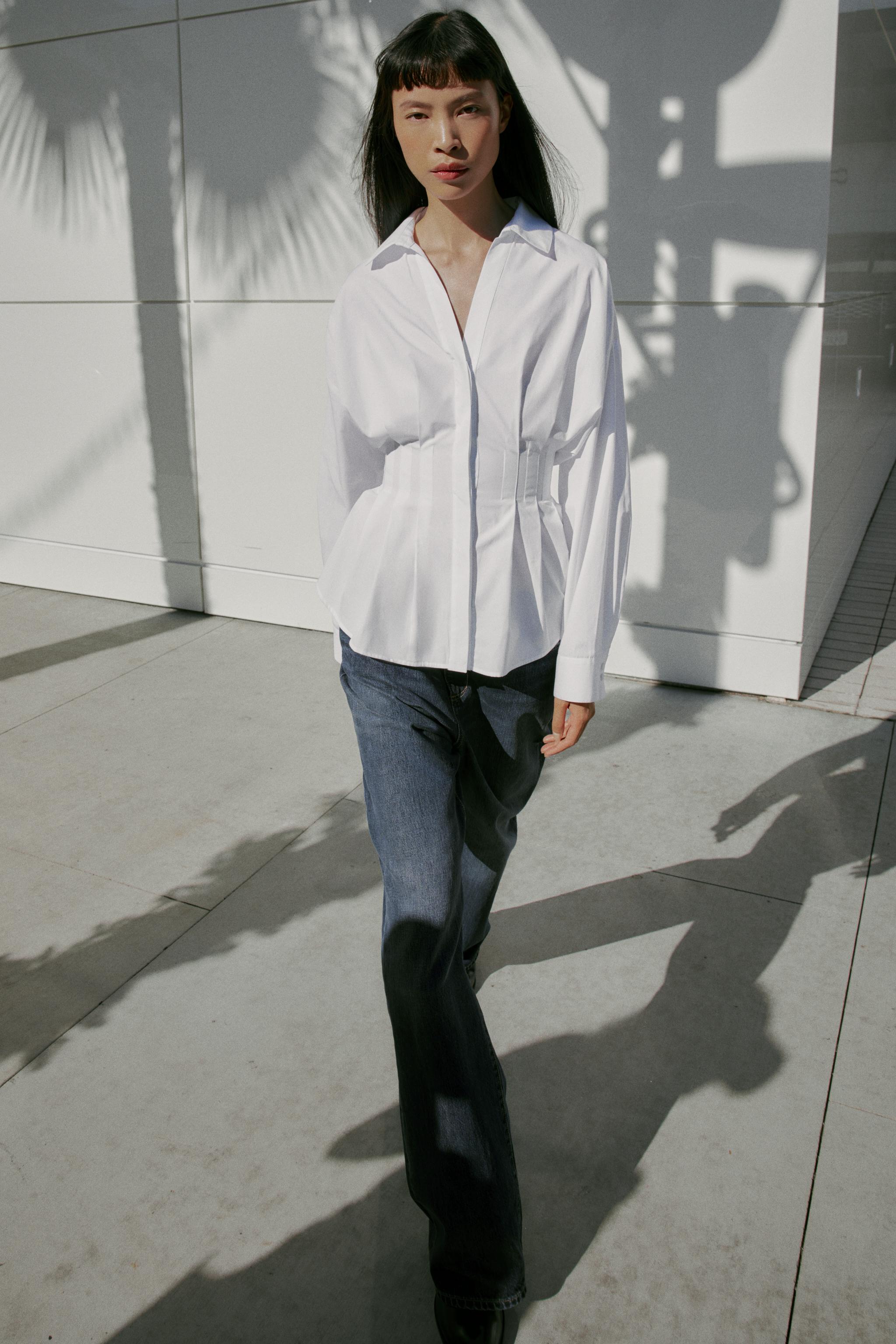 CHEMISE EN POPELINE À PLIS