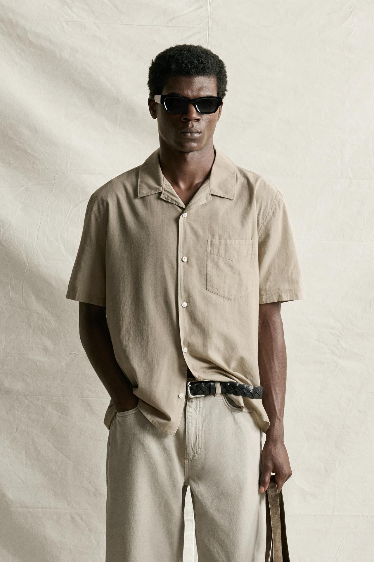 COTTON VOILE SHIRT — Taupe gray