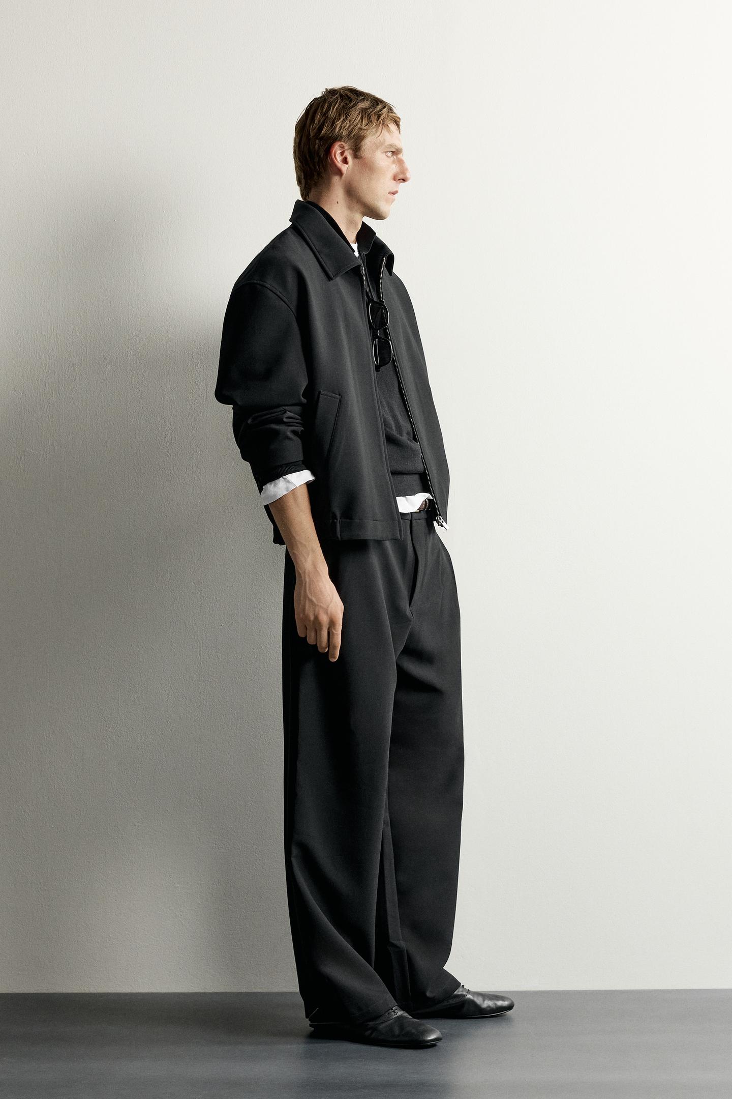 Мужская куртка Zara Relaxed Fit Pleated, цвет: Чёрный — фото 4