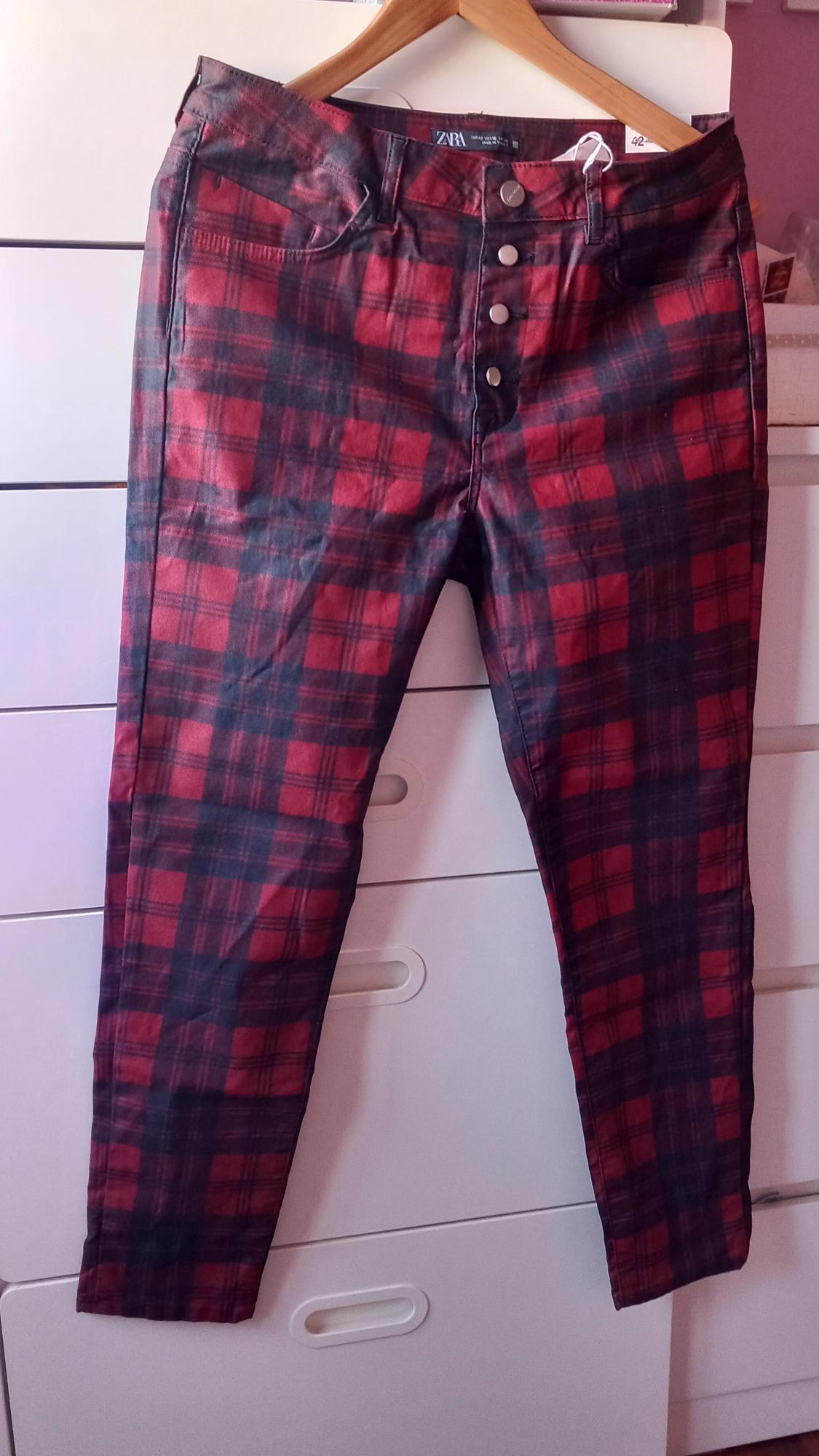 CHECK SKINNY TROUSERS