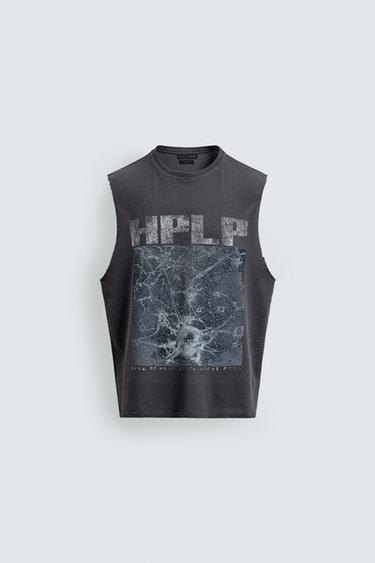 მაისური TANK ნაქსოვი გარეცხილი პრინტით - Zara-ს Blue grey