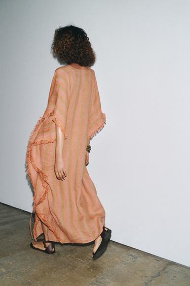 KAFTAN 100 % LIN RAYURES ZW COLLECTION - Multicolore de Zara - Image 4