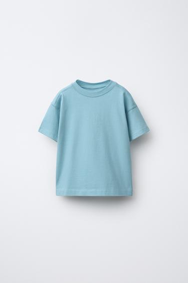 Zara PLAIN T-SHIRT - Blue