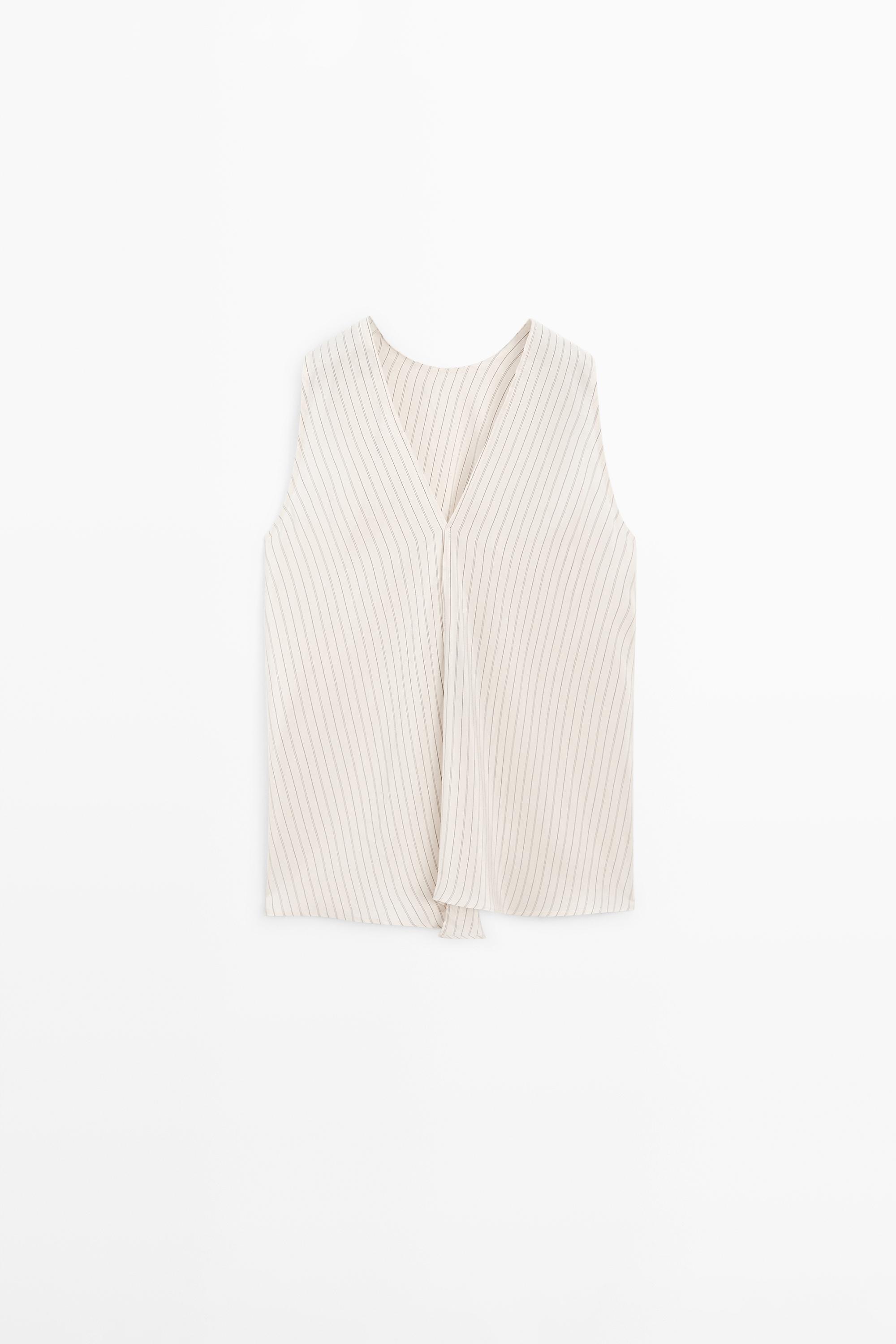 STUDIO flowing striped wrap top