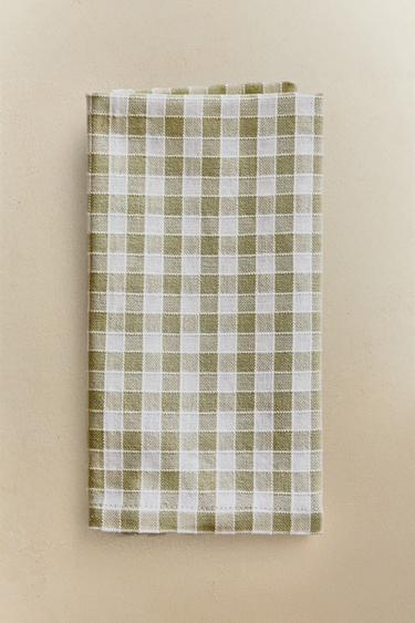PACK OF COTTON GINGHAM NAPKINS (PACK OF 2) - Light green by Zara