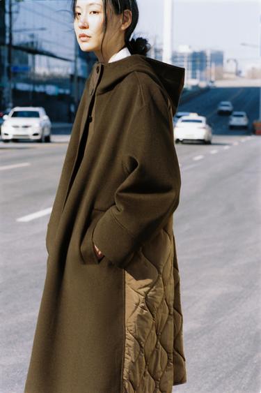Zara COMBINATION WOOL PARKA ZW COLLECTION LIMITED EDITION - Khaki