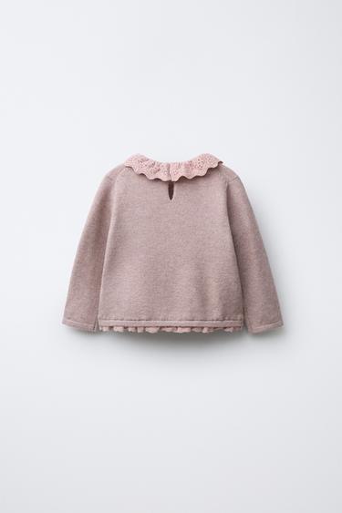 LACE KNIT SWEATER - Light pink by Zara - Image 1