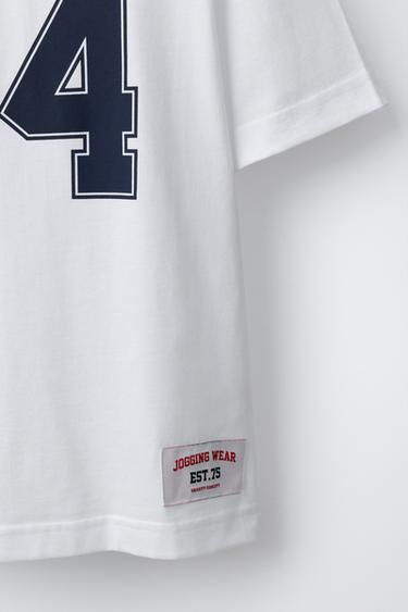T-SHIRT JOGGING NUMÉRO - Blanc de Zara - Image 3