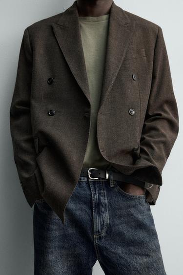 BLAZER CROISÉ EN LAINE - Marron foncé de Zara - Image 5