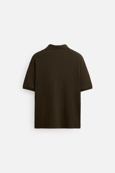 RIB POLO SHIRT - Chocolate by Zara - Image 6