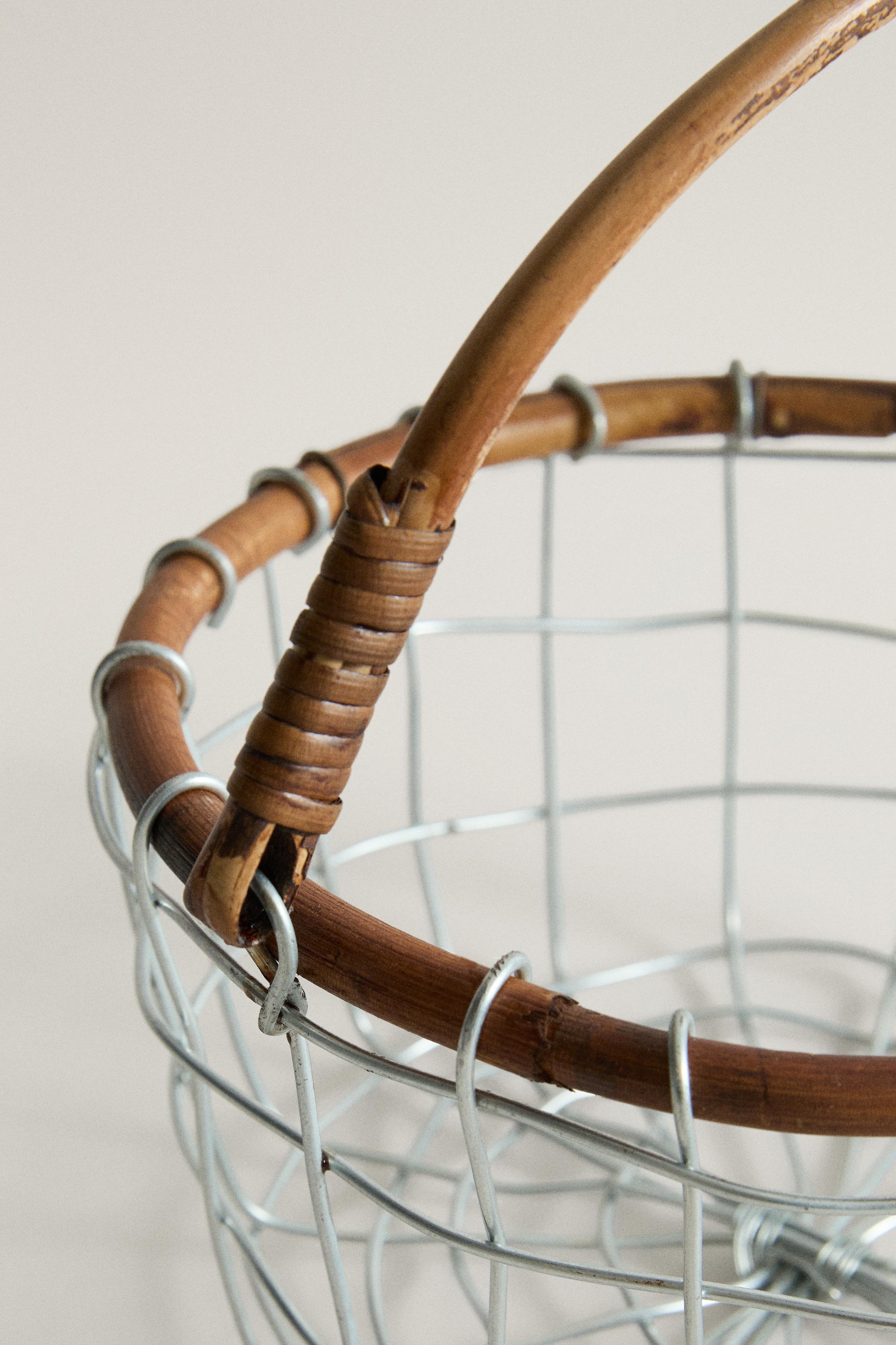 IRON AND RATTAN BASKET