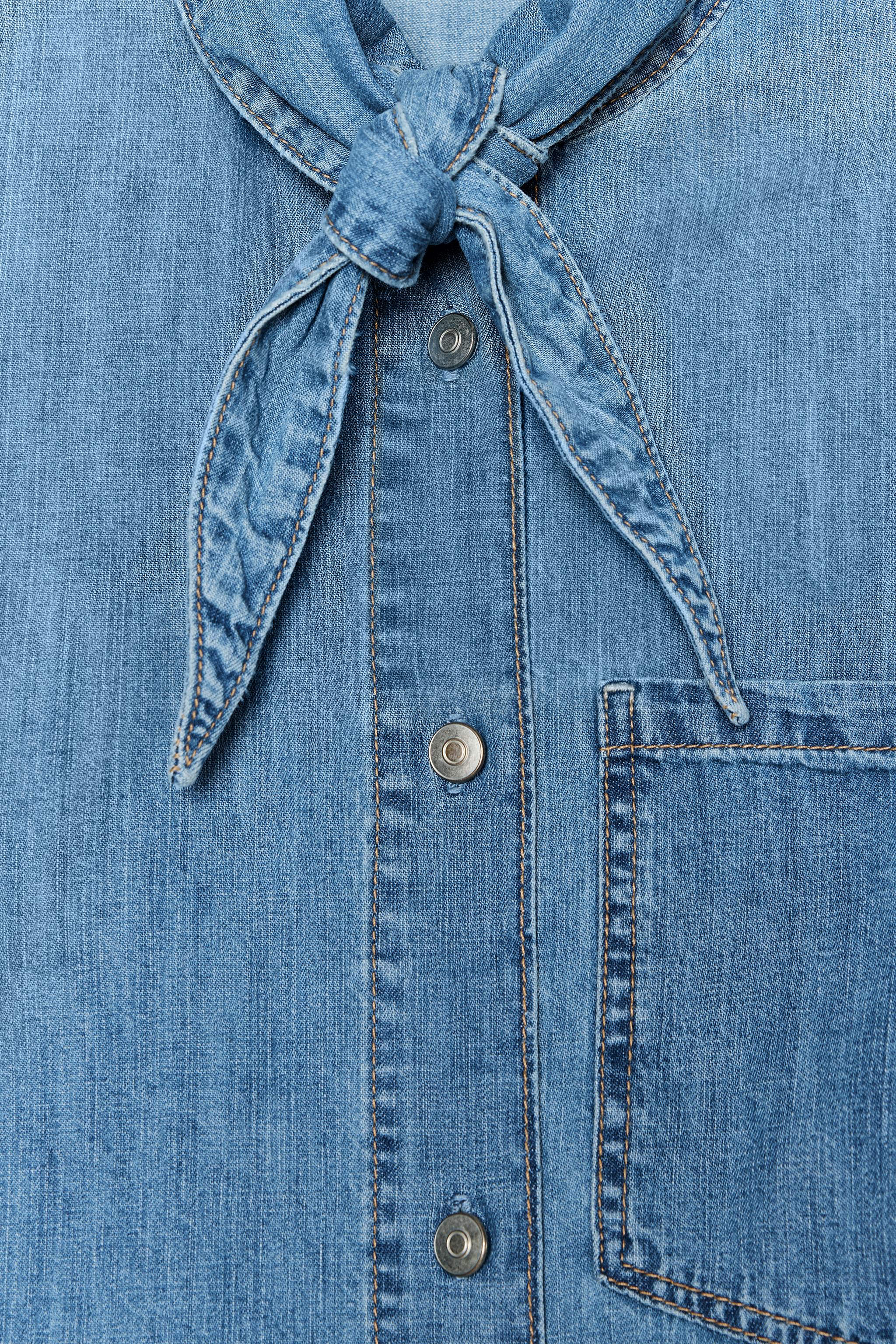 TIE-NECK DENIM SHIRT
