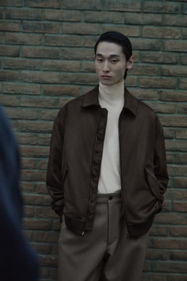 Zara 絎縫人造麂皮夾克 - 棕色