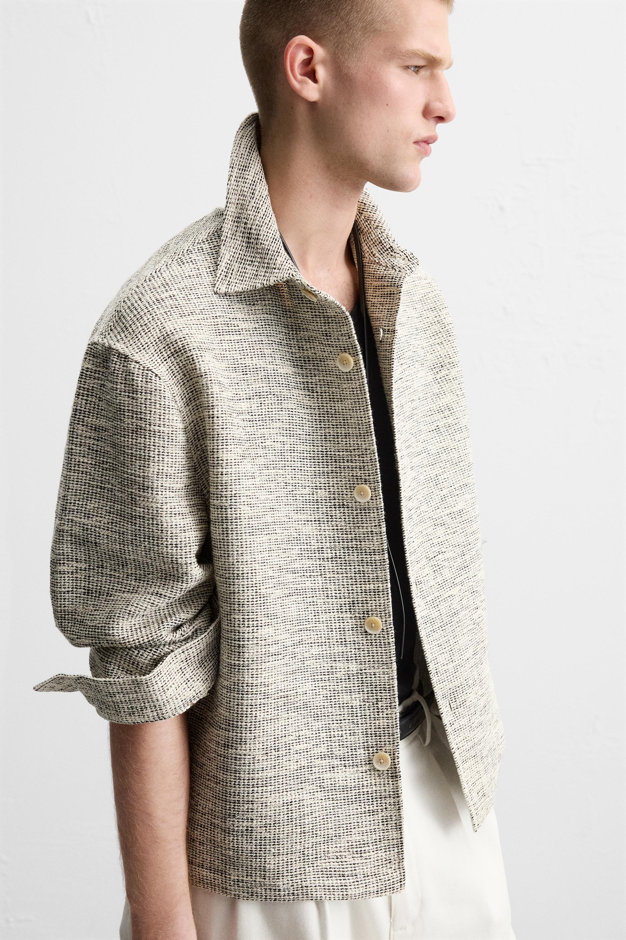 ZARA コントラストテクスチャーボンバージャケット S - メルカリ