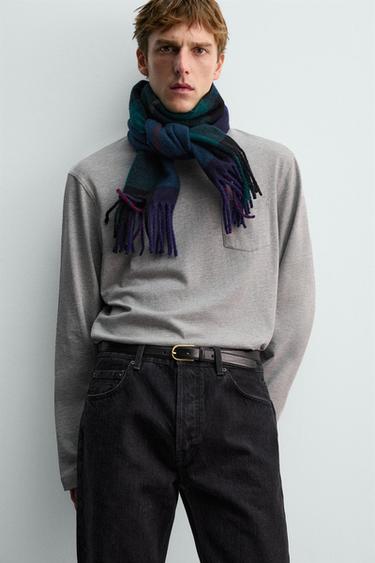 Zara TOPSTITCHED LEATHER BELT AARON LEVINE X ZARA - Black - Image 0