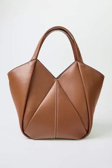 Zara MINI SHOPPER BAG - Brown