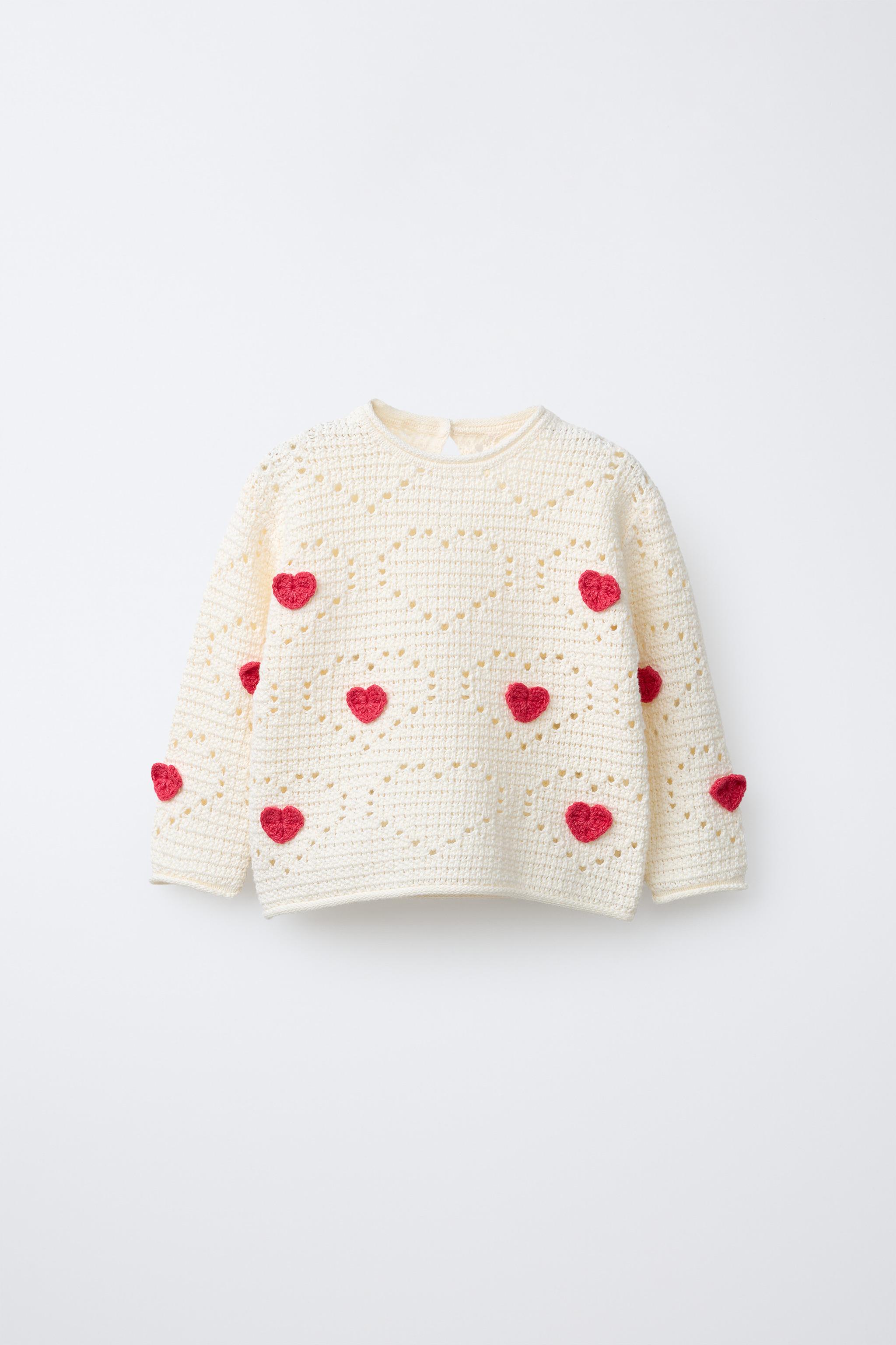 PULL EN MAILLE CROCHET CŒURS