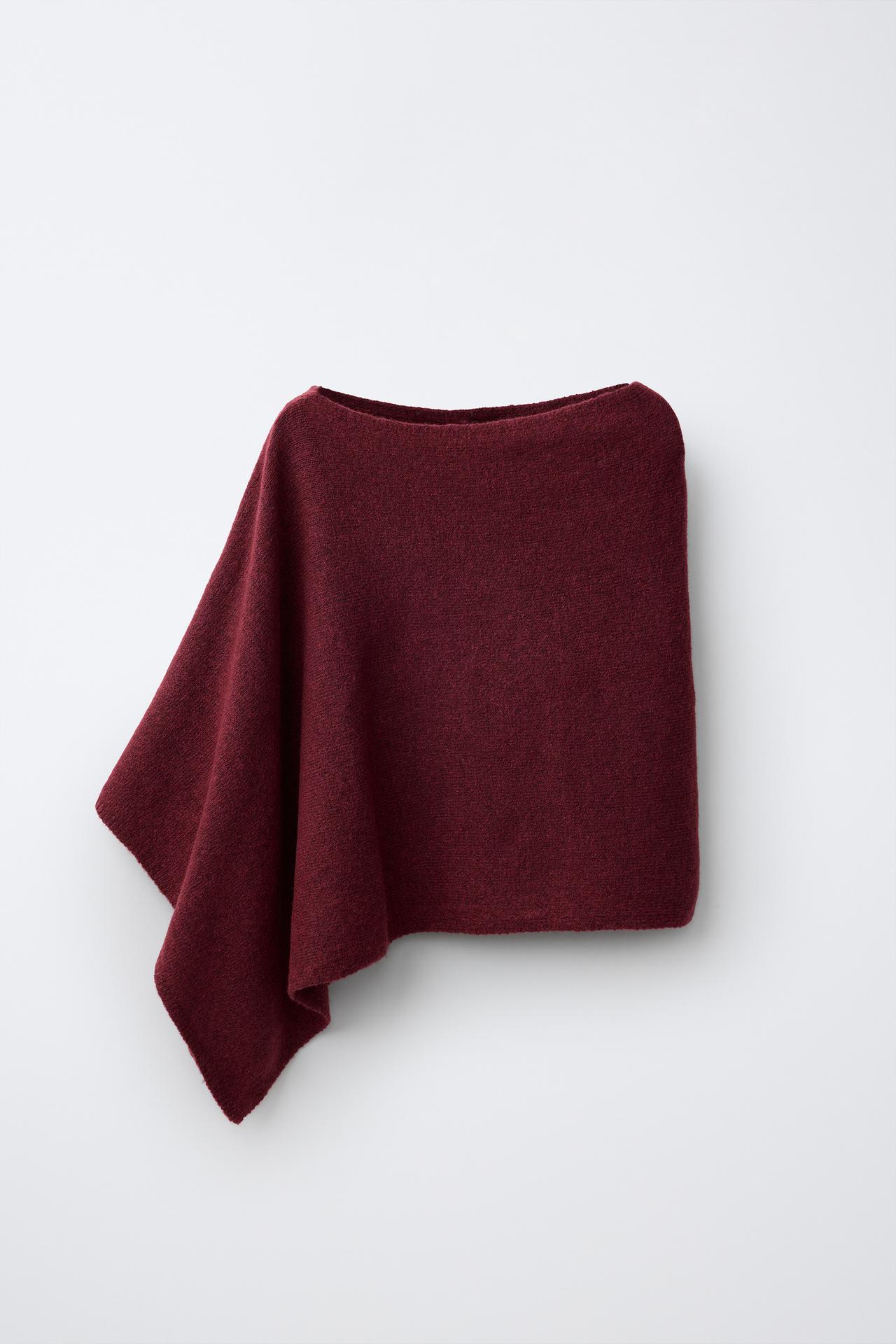 FINE KNIT CAPE — Burgundy