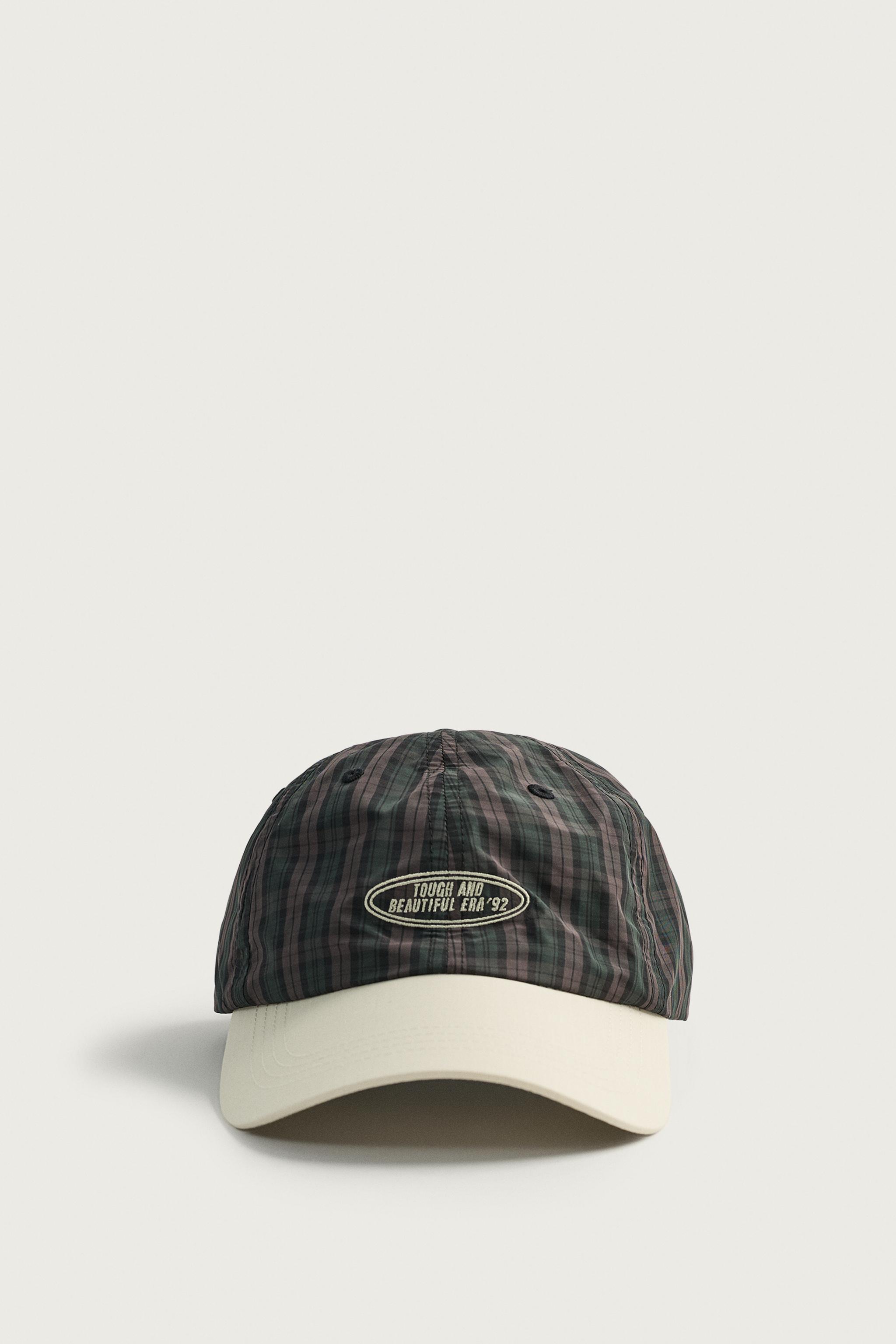 PLAID EMBROIDERED TEXT CAP — various