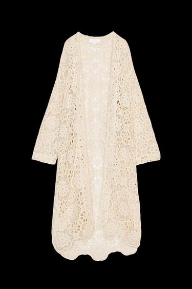 KIMONO-JACKE MIT HÄKELOPTIK - Hellbeige von Zara