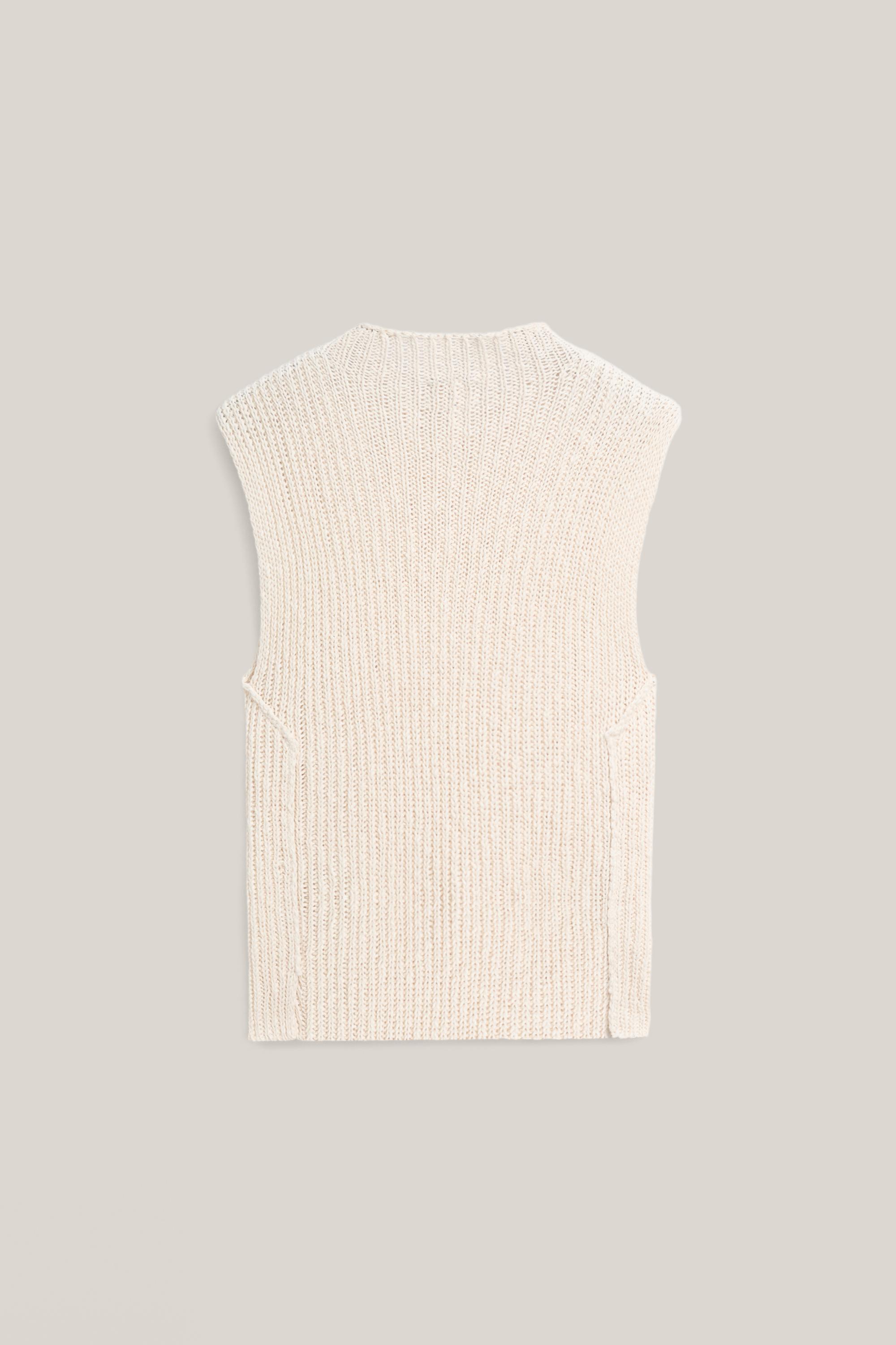 Linen blend openwork mock turtleneck top - LIMITED EDITION