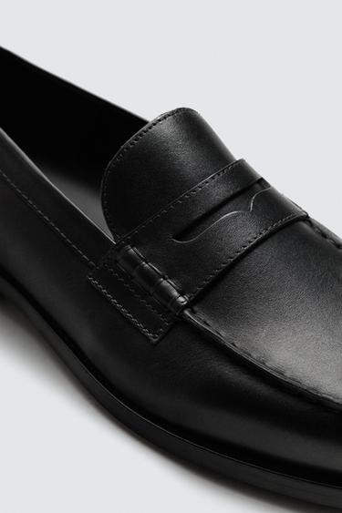 LEATHER PENNY LOAFERS - Black by Zara - Image 5