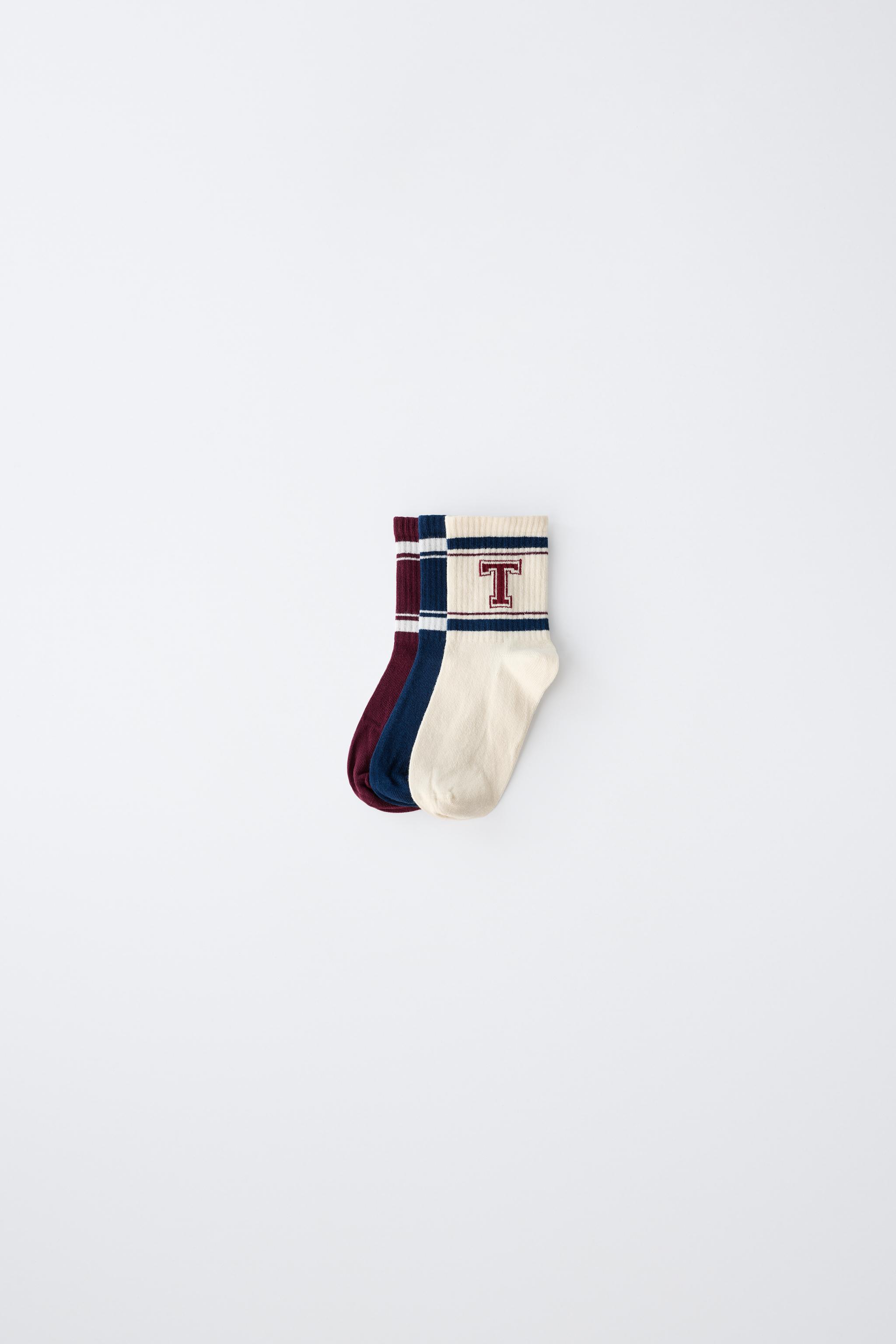 LOT DE TROIS PAIRES CHAUSSETTES MI-HAUTES RAYURES VARSITY