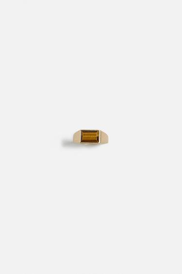 SIGNET RING WITH STONE - Gold by Zara - Image 0