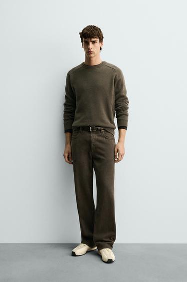REGULAR FIT WOOL BLEND JUMPER - Olive green by Zara