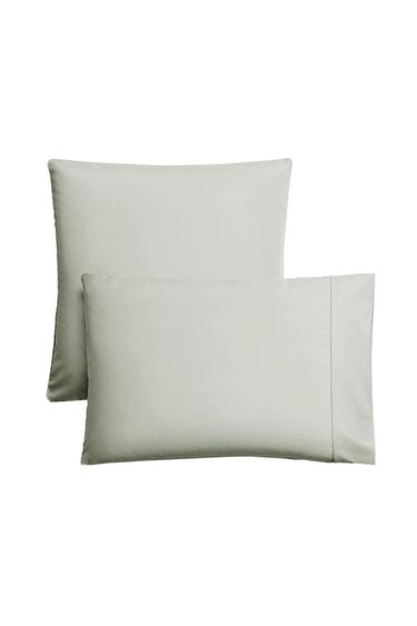 SATEEN PILLOWCASE WITH TRIM (300 THREAD COUNT) - Mint by Zara