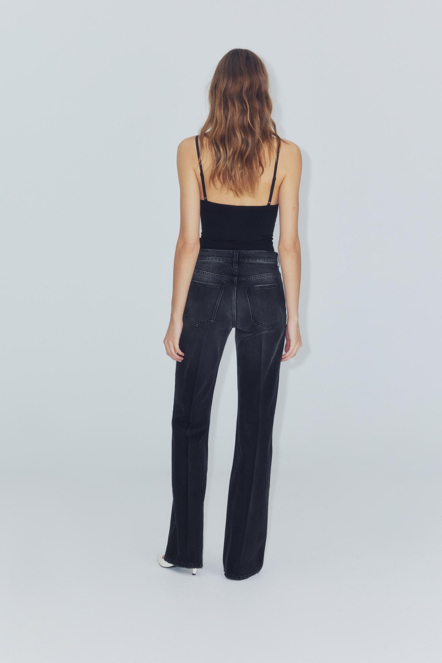 Женские джинсы Zara ZW Collection Mid-Rise Flare Fit, цвет: Чёрный — фото 4