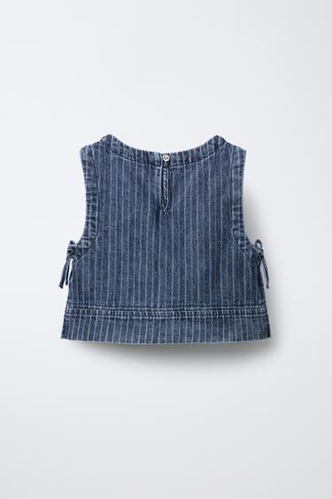 STRIPED DENIM TOP - striped de Zara - Image 1