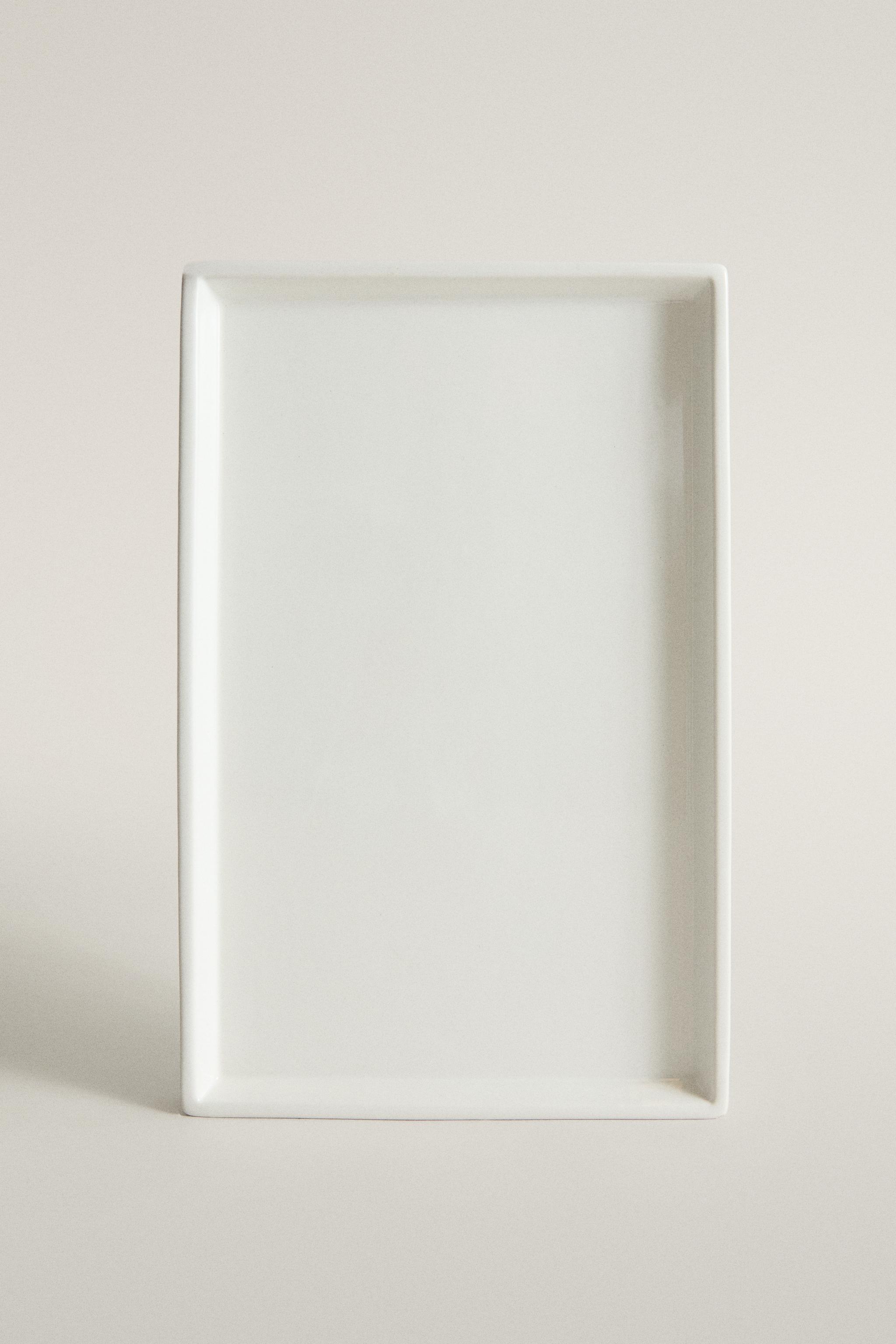 WHITE EARTHENWARE BATHROOM TRAY