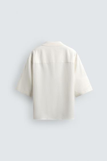 RELAXED FIT VISCOSE-HEMP SHIRT - Oyster-white by Zara - Image 6