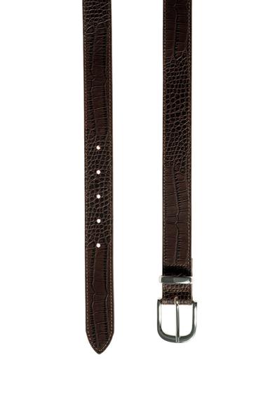 EMBOSSED LEATHER BELT - Brown by Zara - Image 0