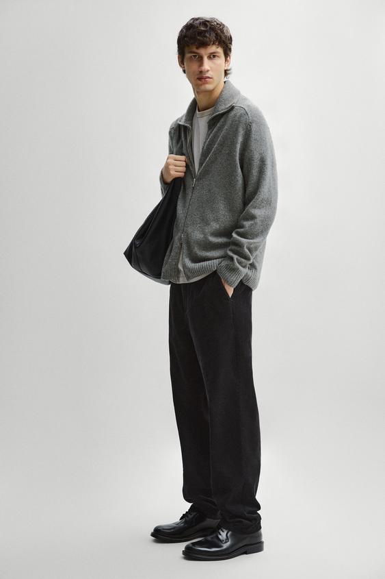 Zara Wool blend zip-up knit cardigan - Anthracite grey - Image 0
