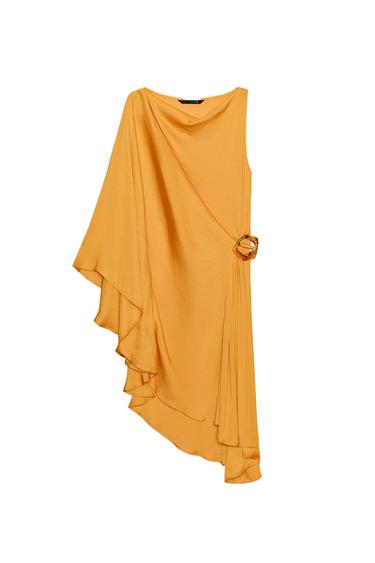 ASYMMETRIC BUCKLE DRESS - Curry by Zara