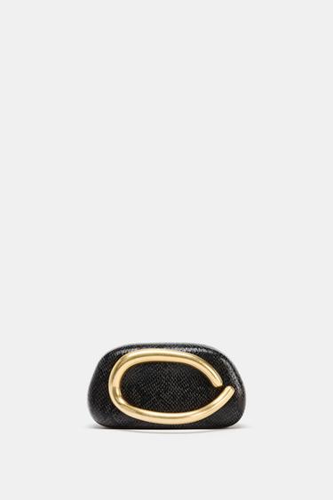 Zara TEXTURED BOX BAG - Black