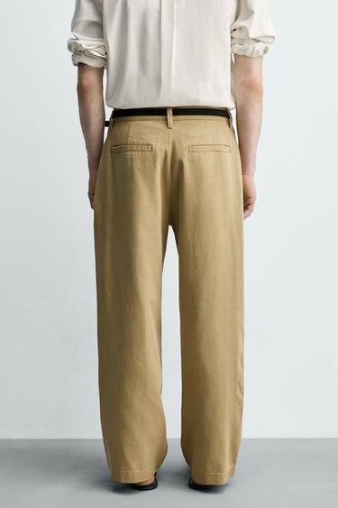 COTTON/LYOCELL PLEATED TROUSERS - Sand by Zara - Image 2