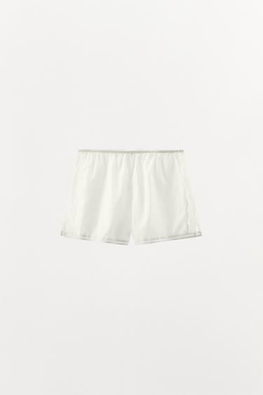 LACE LADDER STITCH SHORTS - Oyster-white by Zara - Image 5