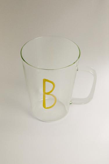 BOROSILICATE MUG WITH INITIAL B — Yellow 2