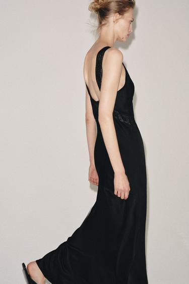 ROBE SATINÉE DENTELLE ZW COLLECTION - Noir de Zara - Image 2