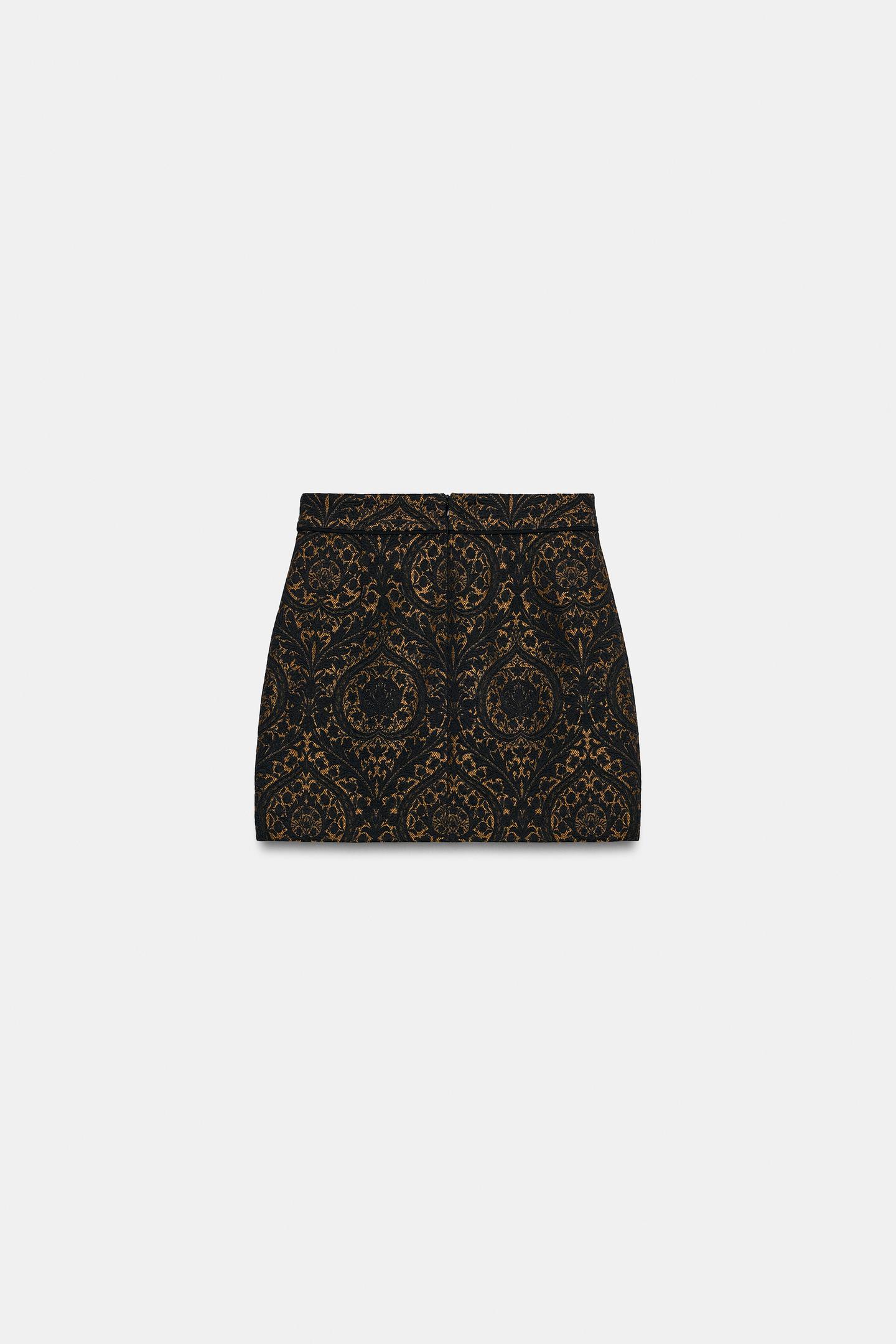 Женская юбка Zara Jacquard ZW Collection, цвет: Чёрный — фото 5