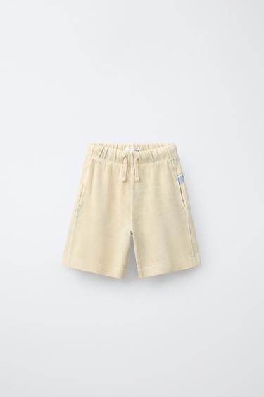 Zara GARMENT DYED SHORTS - Ecru
