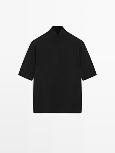 Jersey punto manga corta 100% lana - Negro de Zara