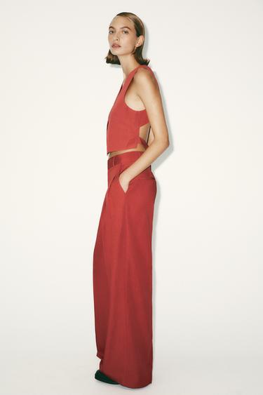 LINEN BLEND TROUSERS - Red by Zara - Image 0