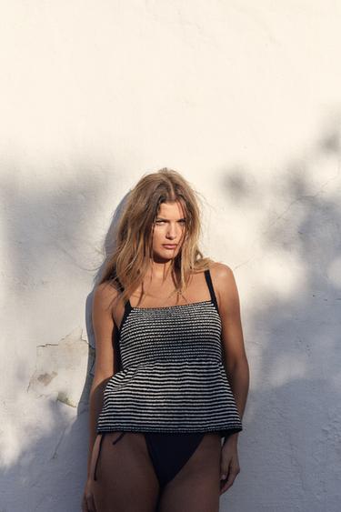 Zaras STICKAD RANDIG TOPP MED PEPLUM - randing