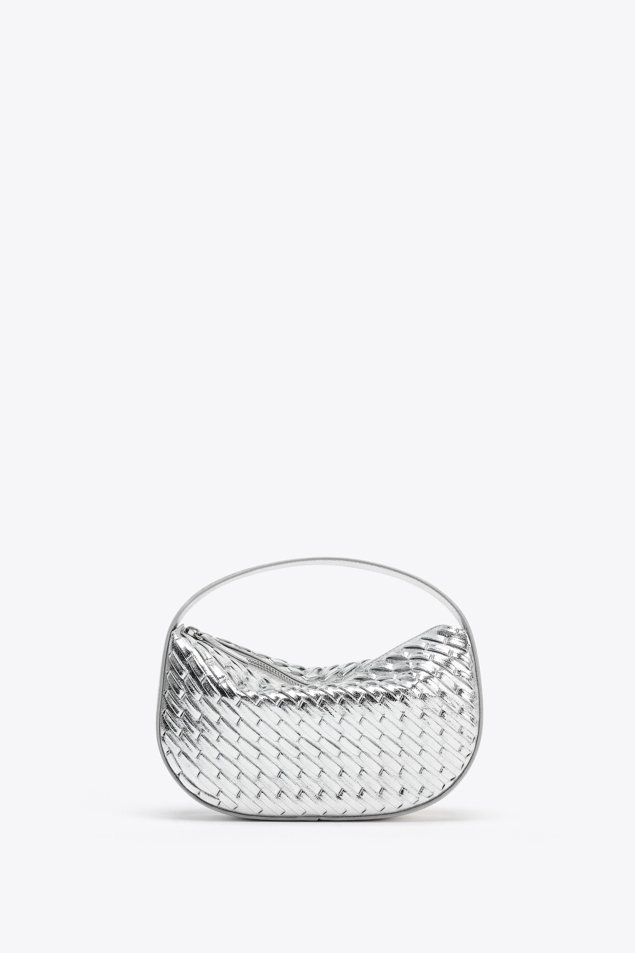 BRAIDED-EFFECT HANDBAG - Silver | ZARA Spain